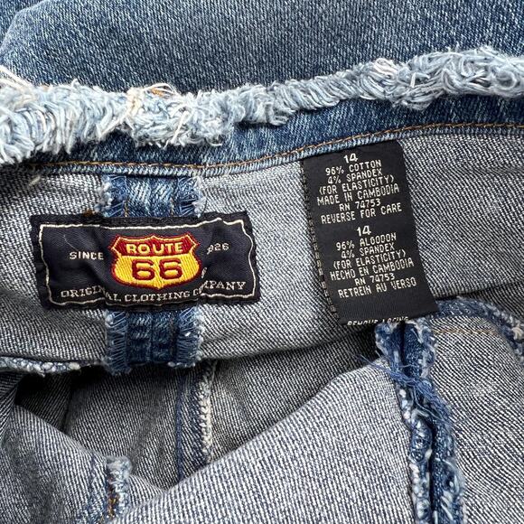 vintage Y2K denim lace up skirt cut off waist 14 - Picture 2 of 7